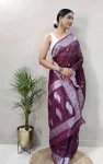 FANCY LINEN COTTON WEAVING WORK SAREE WITH UNSTITCHED BLOUSE FESTIVE WEAR WHOLESALE PRICE ETHNIC GARMENT (3)