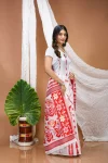 FANCY LINEN COTTON WEAVING WORK SAREE WITH UNSTITCHED BLOUSE FESTIVE WEAR WHOLESALE PRICE ETHNIC GARMENT (5)