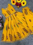 FANCY MAGIC COTTON FLORAL PRINT WITH LACE BORDER WORK KID’S TOP BOTTOM SET DAILY WEAR WHOLESALE PRICE ETHNIC GARMENT (6)