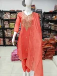 FANCY MUL CHANDERI CODING AND SEQUENCE AND LACE WORK TOP BOTTOM WITH DUPATTA FESTIVE WEAR WHOLESALE PRICE ETHNIC GARMENT (3)