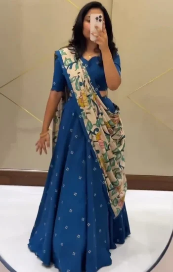 FANCY MUL COTTON DIGITAL PRINT WORK LEHENGA CHOLI WITH DUPATTA BLUE