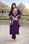 FANCY RAYON EMBROIDERY WORK TOP BOTTOM WITH DUPATTA PURPLE