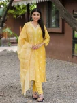 FANCY RAYON SEQUENCE EMBROIDERY WORK TOP BOTTOM WITH DUPATTA YELLOW