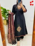 FANCY RAYON SLUB APPLIQUE WORK TOP BOTTOM WITH DUPATTA FESTIVE WEAR WHOLESALE PRICE ETHNIC GARMENT (19)