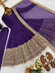 FANCY ROMAN SILK CODING SEQUENCE WORK GOWN BOTTOM WITH DUPATTA FESTIVE WEAR WHOLESALE PRICE ETHNIC GARMENT (7)