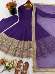 FANCY ROMAN SILK CODING SEQUENCE WORK GOWN BOTTOM WITH DUPATTA FESTIVE WEAR WHOLESALE PRICE ETHNIC GARMENT (7)