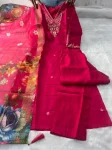 FANCY ROMAN SILK EMBROIDERY WITH SEQUENCE WORK TOP BOTTOM WITH DUPATTA FESTIVE WEAR WHOLESALE PRICE ETHNIC GARMENT (2)