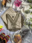FANCY ROMAN SILK EMBROIDERY WITH SEQUENCE WORK TOP BOTTOM WITH DUPATTA OFF WHITE