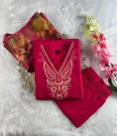 FANCY ROMAN SILK EMBROIDERY WITH SEQUENCE WORK TOP BOTTOM WITH DUPATTA FESTIVE WEAR WHOLESALE PRICE ETHNIC GARMENT (2)