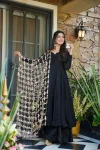 FANCY ROMAN SILK EMBROIDERY WORK ON DAMAN PATTA WORK GOWN PALAZZO WITH DUPATTA BLACK