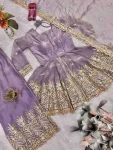 FANCY SATIN SILK EMBROIDERY SEQUENCE WITH REAL MIRROR WORK TOP PALAZZO WITH DUPATTA PARTY WEAR WHOLESLE PRICE ETHNIC GARMENT (11)