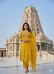 FANCY SLUB COTTON EMBROIDERY WORK TOP BOTTOM WITH DUPATTA YELLOW