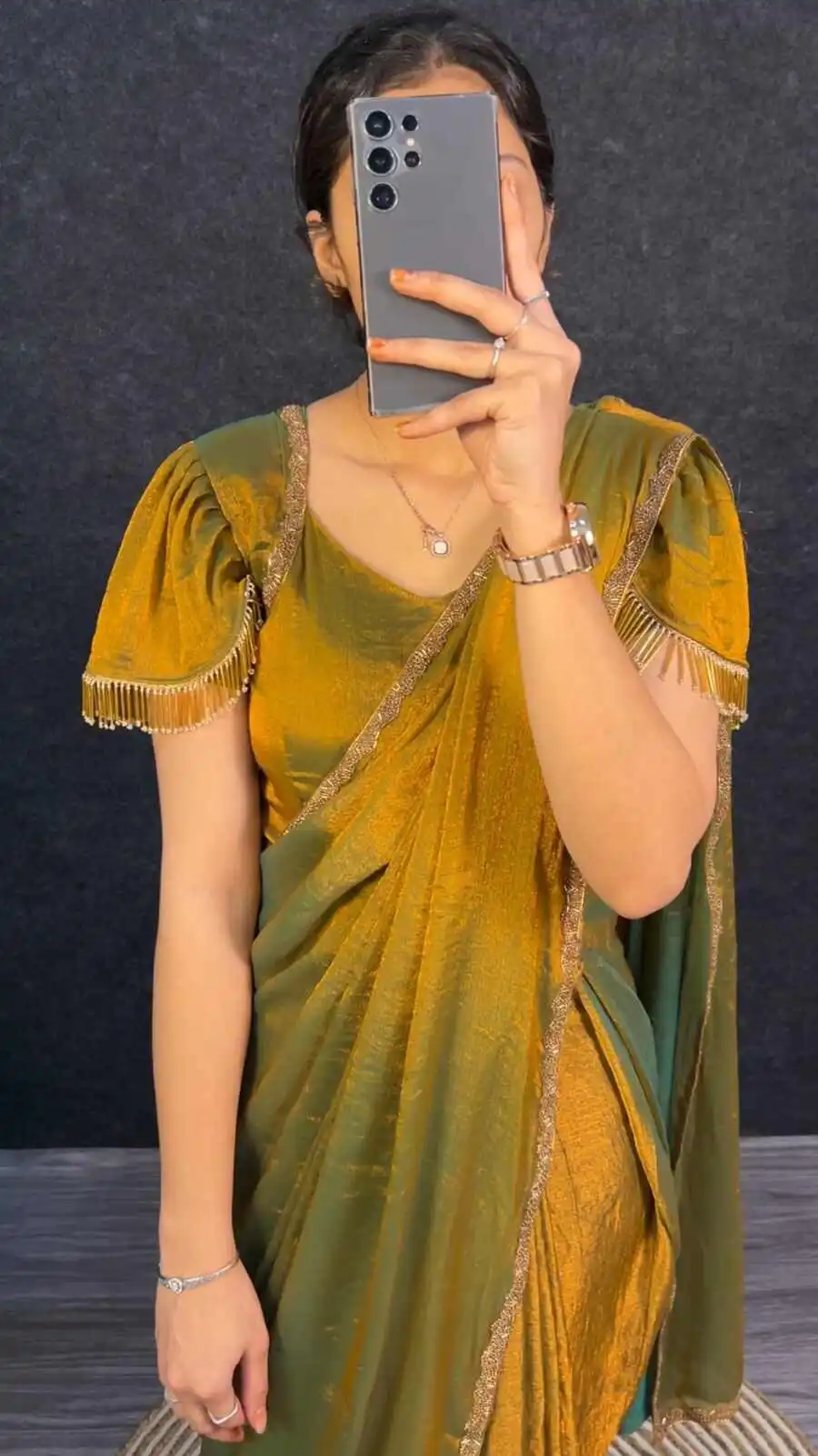 FANCY SPACE SILK LACE BORDER WORK GOWN SAREE FESTIVE WEAR WHOLESALE PRICE ETHNIC GARMENT (1)