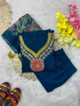 FANCY VATICAN SILK EMBROIDERY WITH SEQUENCE WORK TOP BOTTOM WITH DUPATTA OFFICE WEAR WHOLESALE PRICE ETHNIC GARMENT (5)