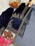 FANCY VELVET EMBROIDERY 5 MM SEQUENCE WORK TOP PALAZZO WITH DUPATTA FESTIVE WEAR WHOLESALE PRICE ETHNIC GARMENT (1)