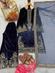 FANCY VELVET EMBROIDERY 5 MM SEQUENCE WORK TOP PALAZZO WITH DUPATTA FESTIVE WEAR WHOLESALE PRICE ETHNIC GARMENT (1)
