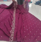 FANCY VICHITRA SILK EMBROIDERY FINELY CRAFTED THREAD WORK ANARKALI WITH DUPATTA FESTIVE WEAR WHOLESALE PRICE ETHNIC GARMENT (6)