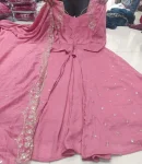 FANCY VICHITRA SILK EMBROIDERY FINELY CRAFTED THREAD WORK ANARKALI WITH DUPATTA FESTIVE WEAR WHOLESALE PRICE ETHNIC GARMENT (1)