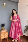 FANCY VISCOSE JACQUARD WORK GOWN BOTTOM WITH DUPATTA FESTIVE WEAR WHOLESALE PRICE ETHNIC GARMENT (7)