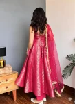 FANCY VISCOSE JACQUARD WORK GOWN BOTTOM WITH DUPATTA FESTIVE WEAR WHOLESALE PRICE ETHNIC GARMENT (7)