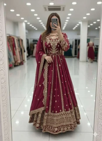 FASHIONABLE GEORGETTE SEQUENCE EMBROIDERY WORK GOWN BOTTOM WITH DUPATTA RANI