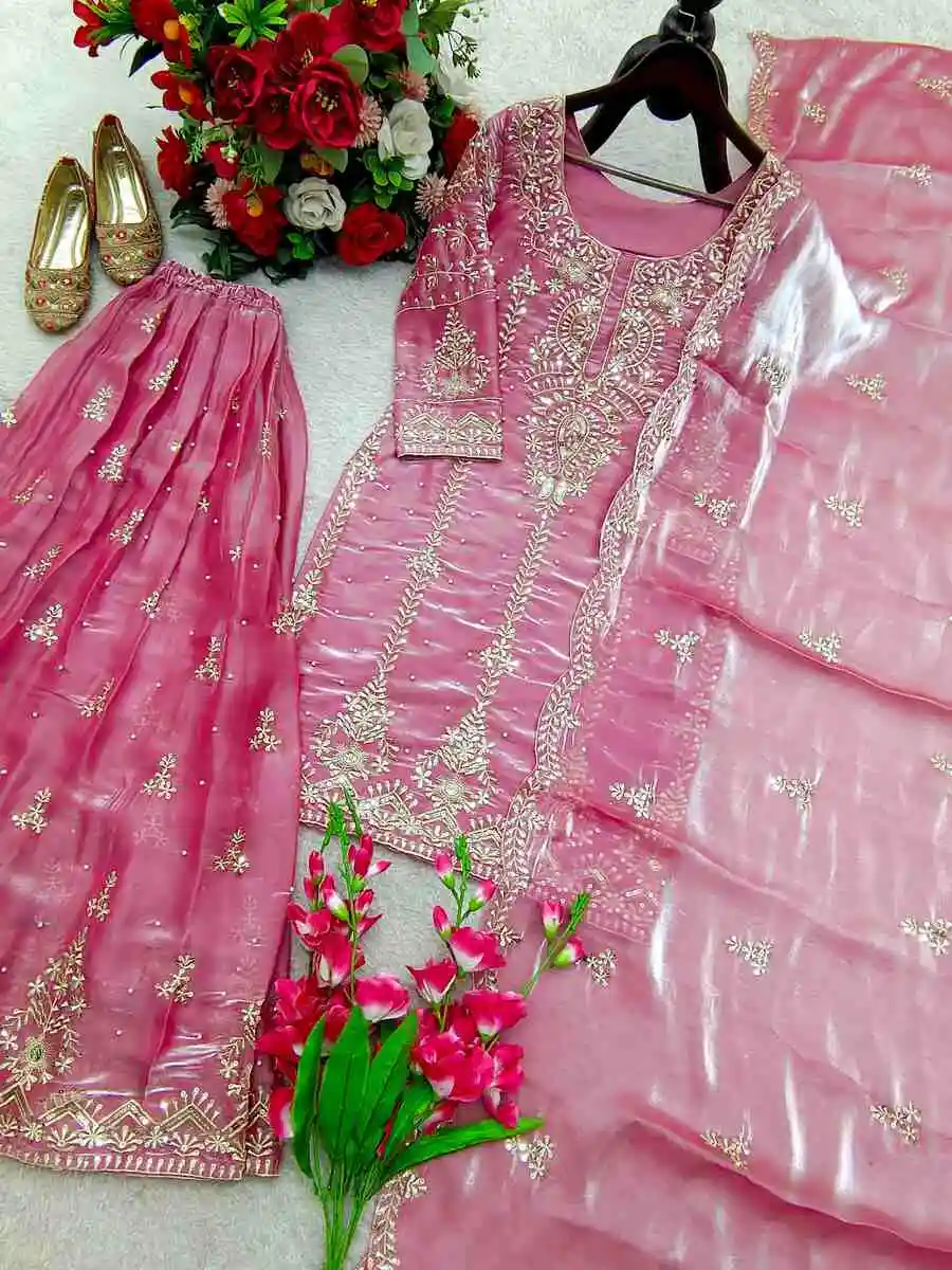 LATEST GMY SILK EMBROIDERY SEQUENCE & MOTI WORK TOP PALAZZO WITH DUPATTA WEDDING WEAR WHOLESALE PRICE ETHNICGARMENT (4)