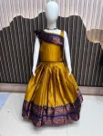 LATEST LICHI SILK JACQUARD WORK BORDER KID’S LEHENGA CHOLI FESTIVE WEAR WHOLESALE PRICE ETHNIC GARMENT (2)