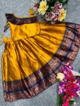 LATEST LICHI SILK JACQUARD WORK BORDER KID’S LEHENGA CHOLI FESTIVE WEAR WHOLESALE PRICE ETHNIC GARMENT (2)