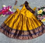 LATEST LICHI SILK JACQUARD WORK BORDER KID’S LEHENGA CHOLI FESTIVE WEAR WHOLESALE PRICE ETHNIC GARMENT (2)