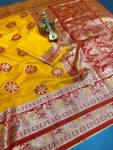 MODERN BANARASI SILK ZARI WEAVING RICH PALLU WITH ZARI WEAVING UNIQUE BORDER WORK SAREE WITH UNSTITCHED BLOUSE FESTIVE WEAR WHOLESALE PRICE ETHNIC GARMENT (7)