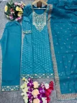 MODERN CHANDERI COTTON CODING SEQUENCE & JHARKAN BUTTI WORK TOP BOTTOM WITH DUPATTA FESTIVE WEAR WHOLESALE PRICE ETHNIC GARMENT (2)