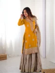 MODERN CHINON SILK CODING & SEQUENCE WORK WITH PEARL WORK TOP SHARARA WITH DUPATTA FESTIVE WEAR WHOLESALE PRICE ETHNIC GARMENT (12)