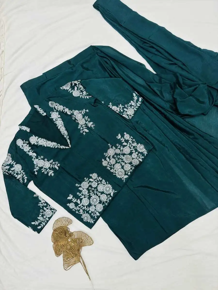 MODERN CHINON SILK MULTI-THREAD CODING & SEQUENCE WORK READY TO WEAR SAREE WITH KOTI PARTY WEAR WHOLESALE PRICE ETHNIC GARMENT (7)