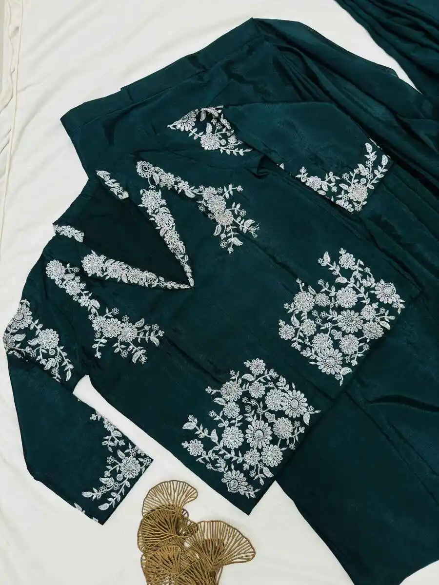 MODERN CHINON SILK MULTI-THREAD CODING & SEQUENCE WORK READY TO WEAR SAREE WITH KOTI PARTY WEAR WHOLESALE PRICE ETHNIC GARMENT (8)