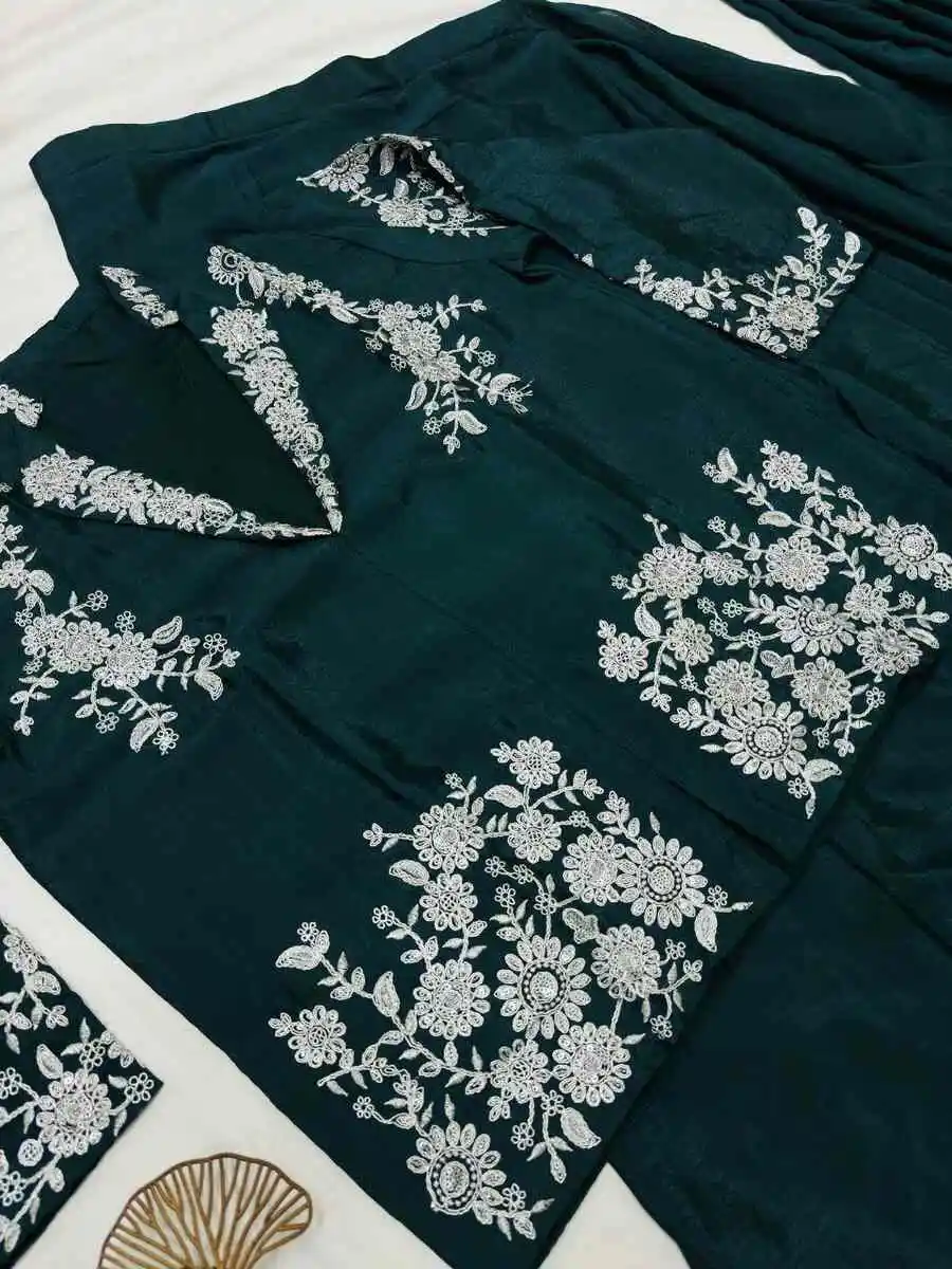 MODERN CHINON SILK MULTI-THREAD CODING & SEQUENCE WORK READY TO WEAR SAREE WITH KOTI PARTY WEAR WHOLESALE PRICE ETHNIC GARMENT (9)