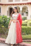 MODERN COSMOS SILK STANDARD FRILL STITCHING LEHENGA WITH MULTI THREAD EMBROIDERY ZARI CODING SEQUENCE WORK CHOLI AND DUPATTA WEDDING WEAR WHOLESALE PRICE ETHNIC GARMENT (52).webp