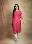 MODERN COTTON PRINTED WORK ONLY KURTI PINK