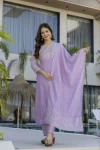 MODERN CP VICHITRA SILK SEQUENCE CODING EMBROIDERY WORK TOP BOTTOM WITH DUPATTA LAVENDER