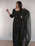 MODERN CREPE SILK SEQUENCE MULTI NEEDLE EMBROIDERY ZARI WORK TOP PATIYALA WITH DUPATTA FESTIVE WEAR WHOLESALE PRICE ETHNIC GARMENT (6)