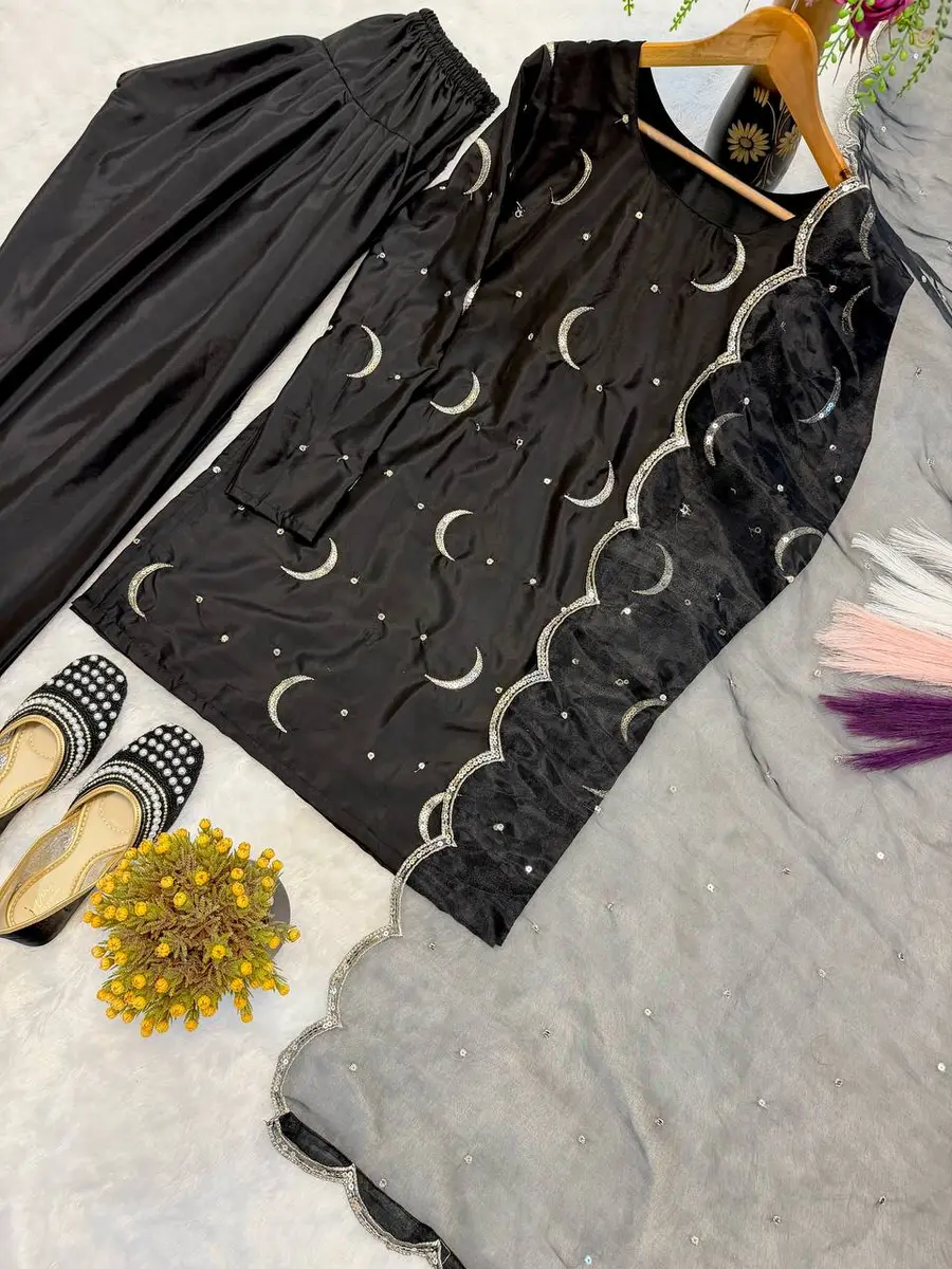 MODERN CREPE SILK SEQUENCE MULTI NEEDLE EMBROIDERY ZARI WORK TOP PATIYALA WITH DUPATTA FESTIVE WEAR WHOLESALE PRICE ETHNIC GARMENT (9)