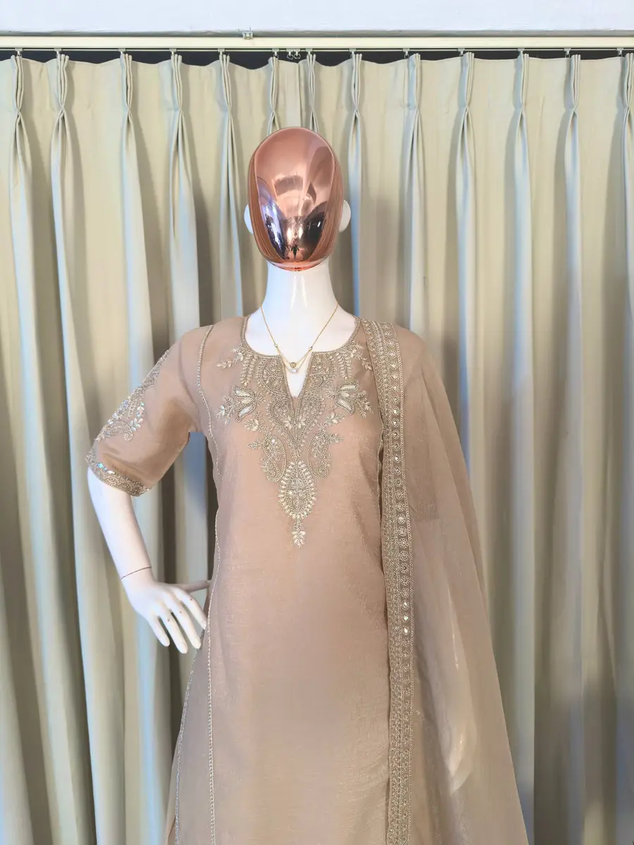 MODERN CRUNCHY CODING WITH SEQUENCE EMBROIDERY WORK TOP PALAZZO WITH DUPATTA FESTIVE WEAR WHOLESALE PRICE ETHNIC GARMENT (7)