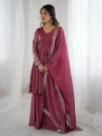 MODERN CRUNCHY SILK EMBROIDERY SEQUENCE WORK TOP PALAZZO WITH DUPATTA WEDDING WEAR WHOLESALE PRICE ETHNIC GARMENT (11)