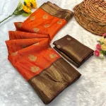 MODERN DOLA SILK JACQUARD WEAVING BORDER AND HD BATIK PRINT WORK SAREE WITH UNSTITCHED BLOUSE FESTIVE WEAR WHOLESALE PRICE ETHNIC GARMENT (4)