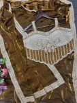 MODERN FENDY SATIN EMBROIDERY SEQUENCE WORK READY TO WEAR SAREE WITH STITCHED BLOUSE PARTY WEAR WHOLESALE PRICE ETHNIC GARMENT (3)
