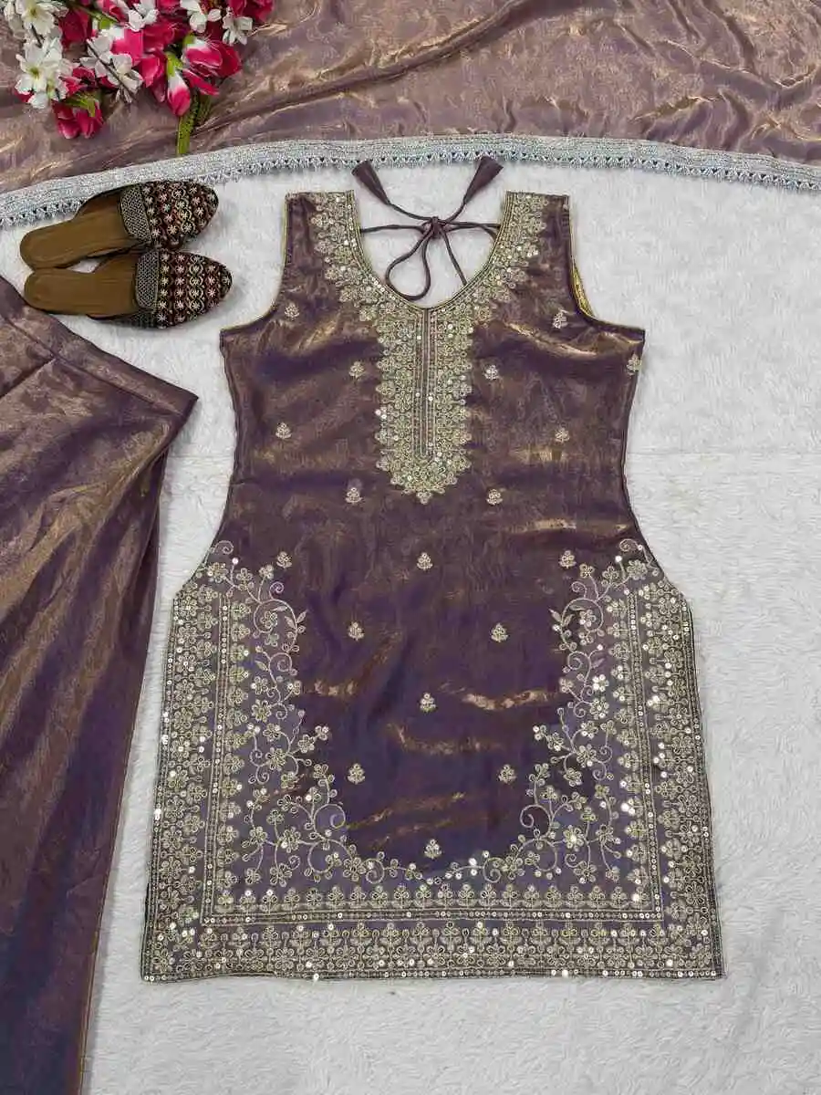 MODERN FENDY SILK EMBROIDERY 5 MM SEQUENCE WORK TOP PALAZZO WITH DUPATTA FESTIVE WEAR WHOLESALE PRICE ETHNC GARMENT (9)