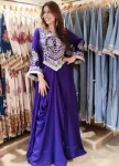 MODERN FRENCH CREPE EMBROIDERY WORK TOP WITH DRAPE SKIRT DHOTI STYLE PURPLE