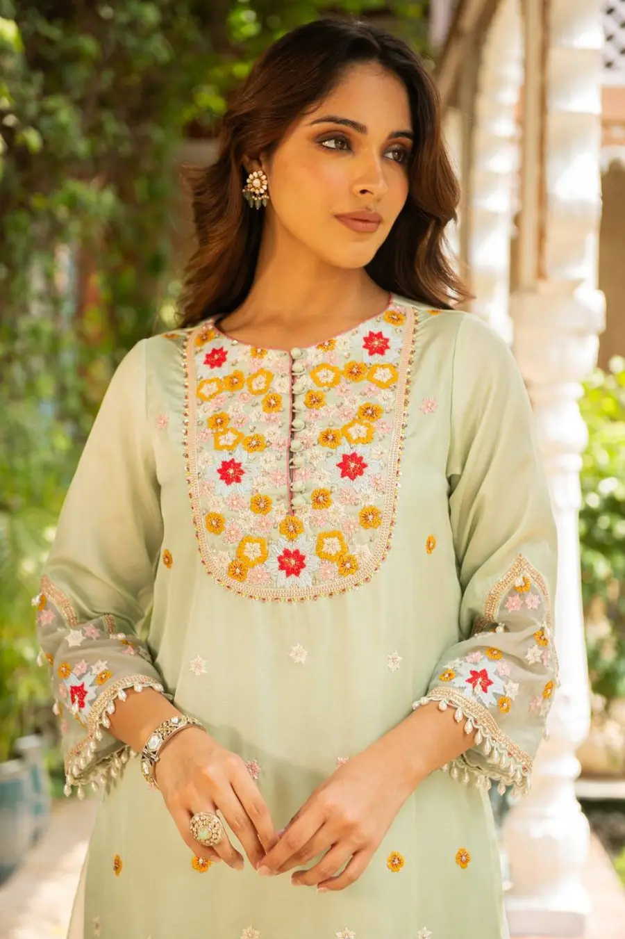 MODERN GEORGETTE CODING SEQUENCE & THREAD WORK TOP PALAZZO WITH DUPATTA WEDDING WEAR WHOLESALE PRICE ETHNIC GARMENT (4)