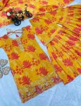 MODERN GEORGETTE DIGITAL PRINT WORK WITH EMBROIDERY SEQUENCE WORK MOTHER DAUGHTER SET FESTIVE WEAR WHOLESALE PRICE ETHNIC GARMENT (6)
