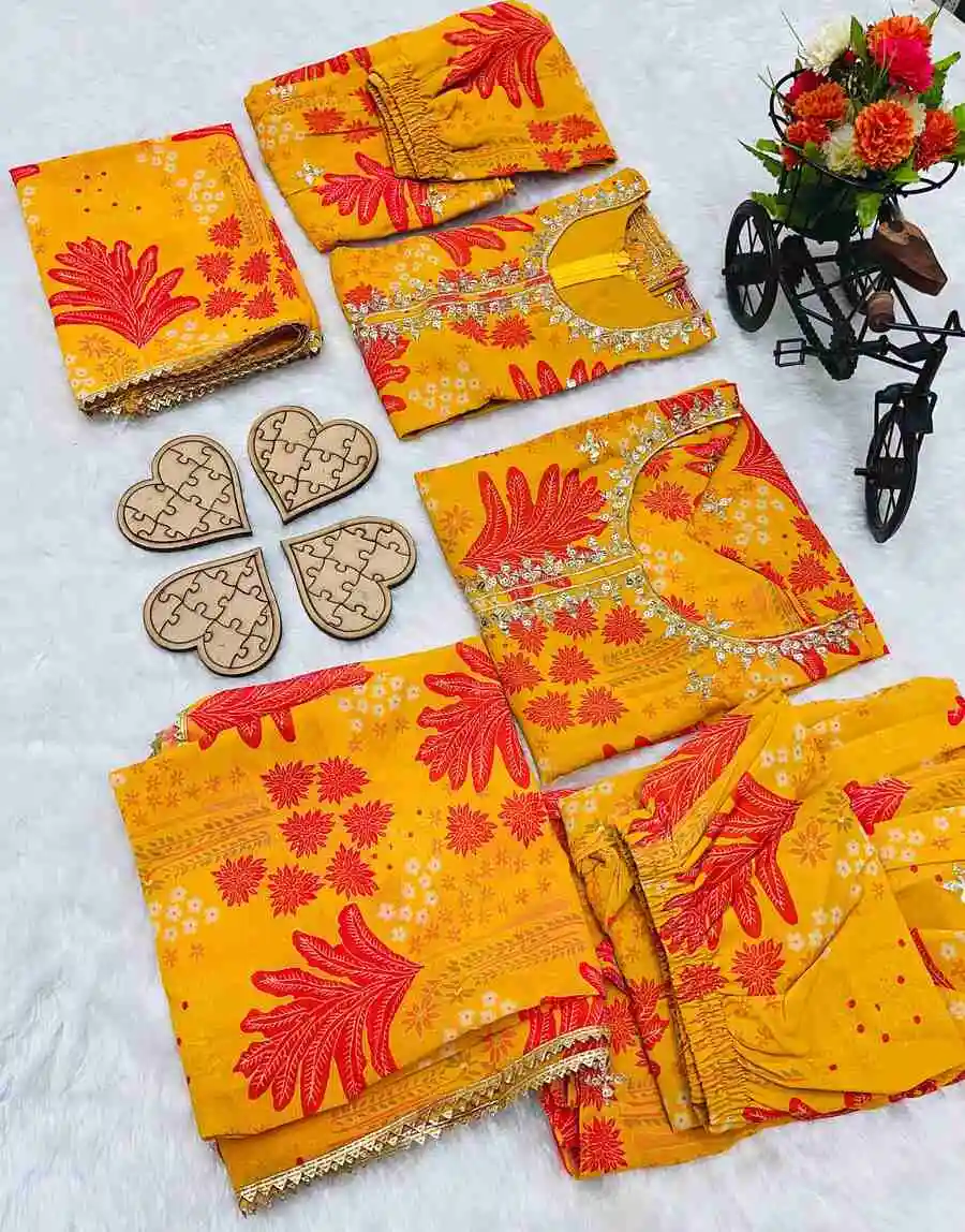 MODERN GEORGETTE DIGITAL PRINT WORK WITH EMBROIDERY SEQUENCE WORK MOTHER DAUGHTER SET FESTIVE WEAR WHOLESALE PRICE ETHNIC GARMENT (4)