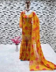 MODERN GEORGETTE DIGITAL PRINT WORK WITH EMBROIDERY SEQUENCE WORK TOP SHARARA WITH DUPATTA YELLOW